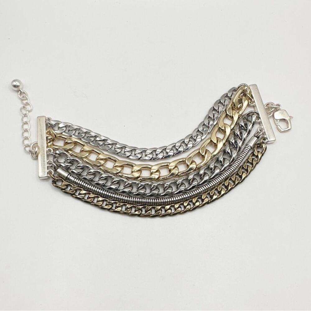 Jenny Bird Austin Cuff Bracelet Mixed Metal Chain Chunky Modern Jewelry